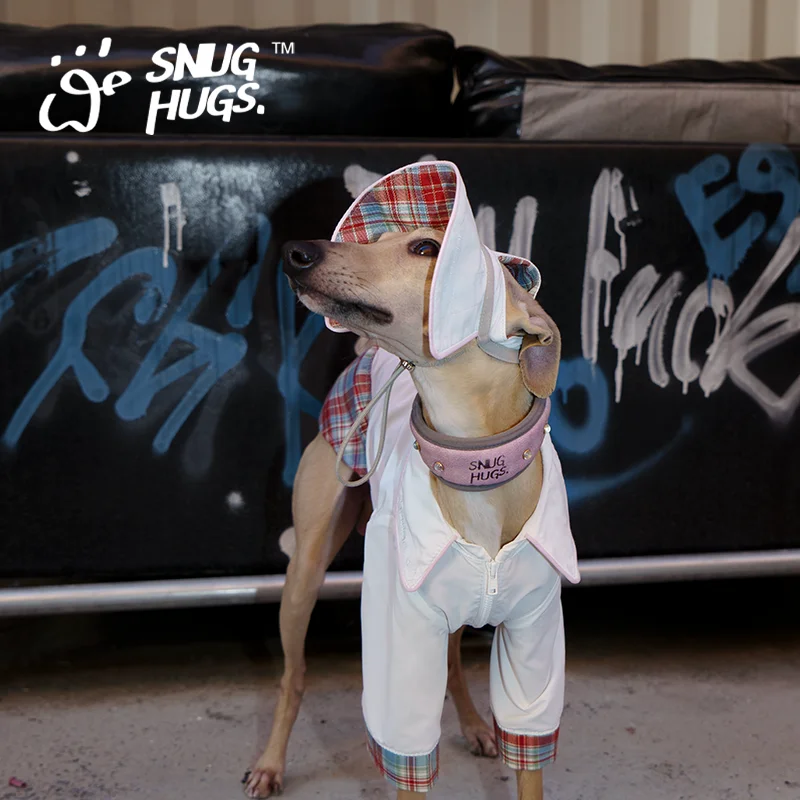 Sombrero de perro de moda verano galgo Whipbit sombrero de protección solar UPF50 + sombrero de enfriamiento ajustable a cuadros y cuello a cuadros - imagen 3