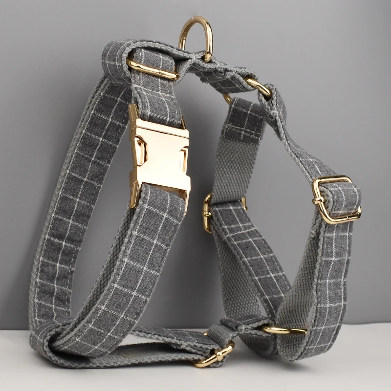Collar de algodon suave para perro con logo personalizado - gris - imagen 2
