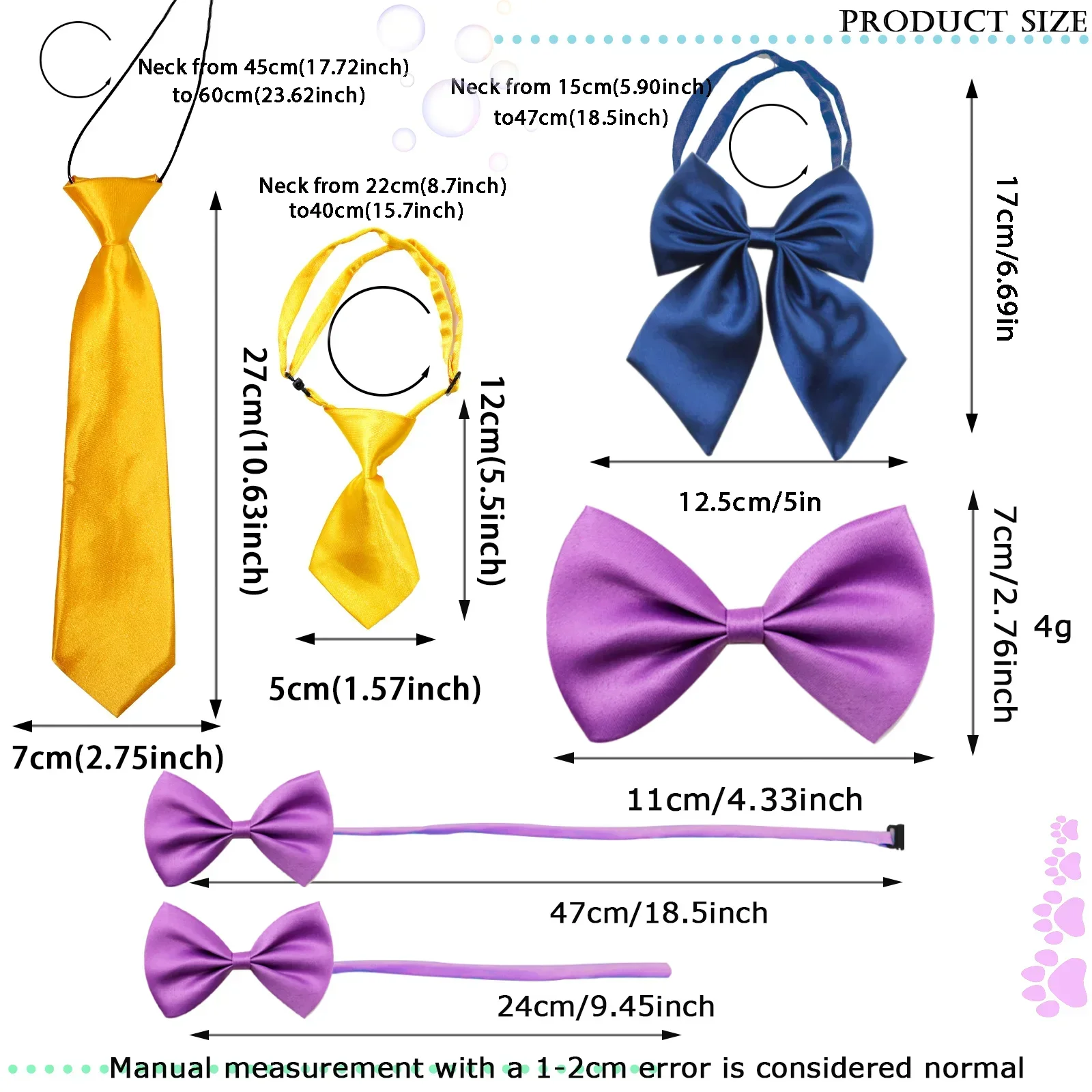 50 Uds. Pajarita a granel para perros pequeños, corbatas para cachorros, pajarita ajustable sólida para perros grandes, accesorios elásticos para mascotas - imagen 2