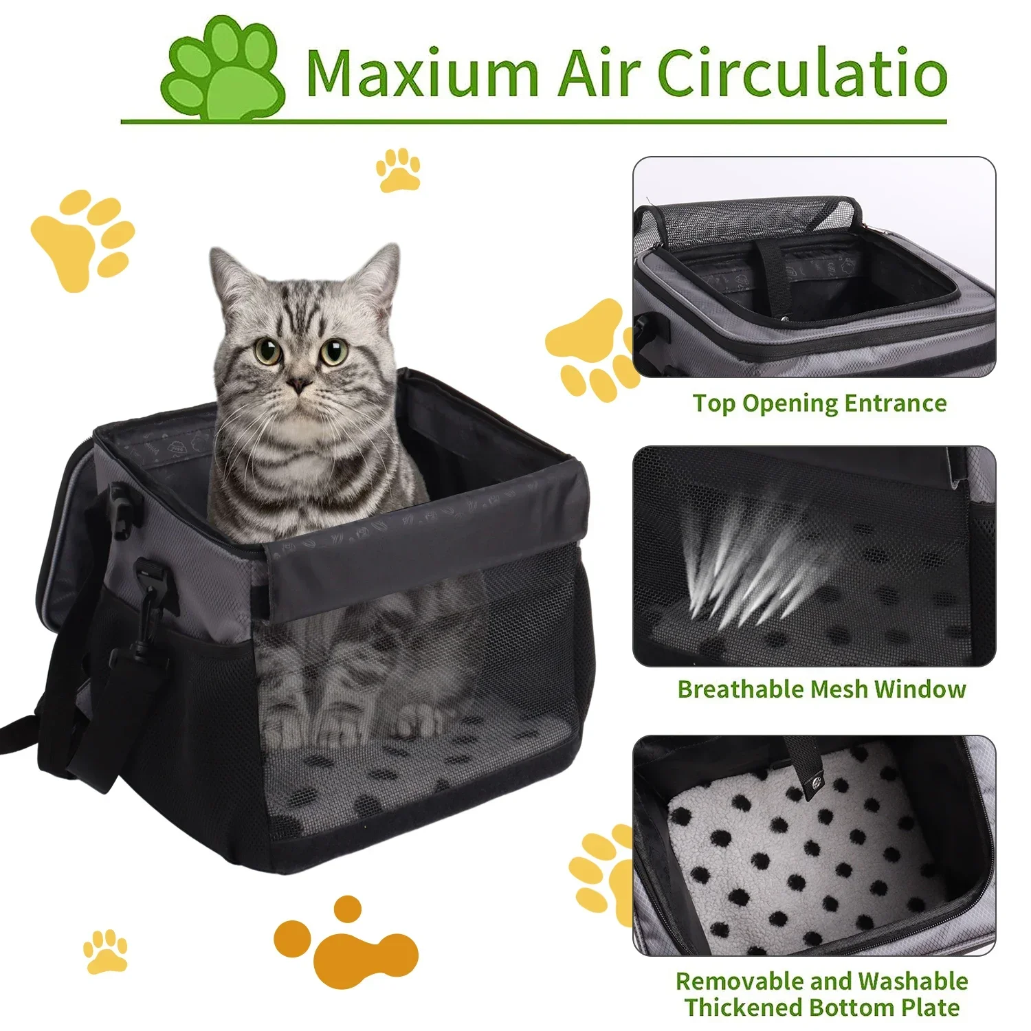 Cesta de bicicleta para perros pequeños y medianos, malla transpirable, extraíble, manillar delantero - imagen 5