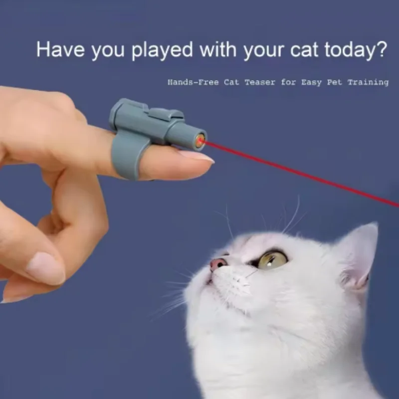 Juguete de gatito infrarrojo ligero, pluma de burla para gatos con cubierta para los dedos, juguete interactivo relajante para mascotas - imagen 5