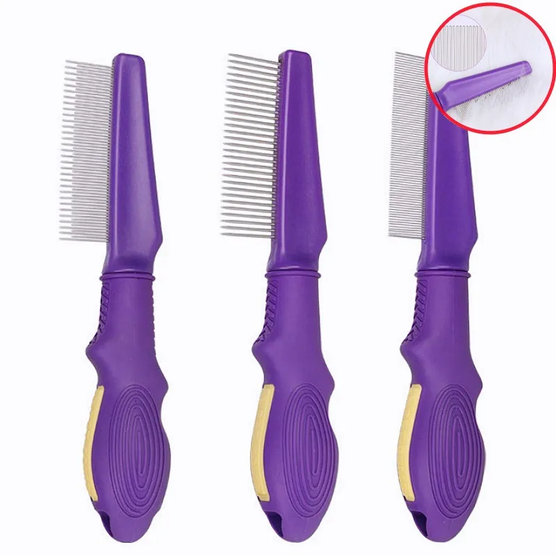 Peine para perros, cepillo de masaje para perros, removedor de pelo para mascotas, peines de dientes densos para gatos, limpieza de nudos, cepillo de aseo para perros, peine, suministros para mascotas