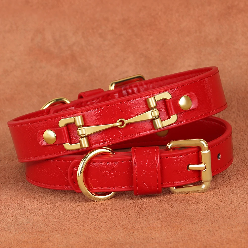 Collar de cuero genuino para perros pequeños y medianos, accesorios de Metal para mascotas, Bulldog Francés, moda - imagen 4