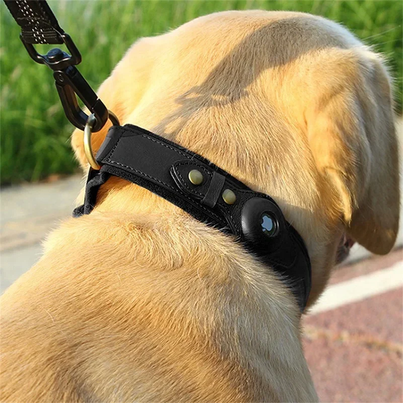 Collar de cuero para perro, collares ajustables para mascotas con diseño de lujo para Apple Airtag, dispositivo de posicionamiento, cubierta, accesorios para gatos - imagen 2