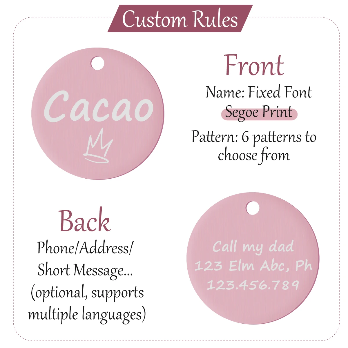 Placa identificación personalizada para perro y gato - Modelos y colores - imagen 4