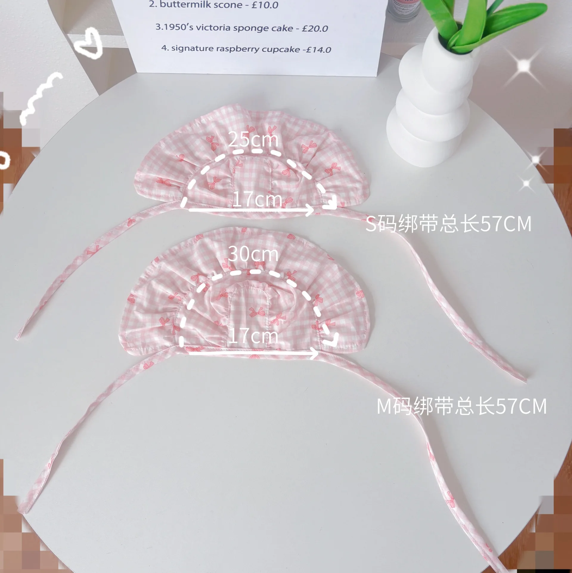 Sombrero con sombrilla a cuadros para mascotas, auriculares a cuadros bonitos para gatos, Collar pequeño de encaje para perros, conjunto dulce de accesorios para mascotas - imagen 3