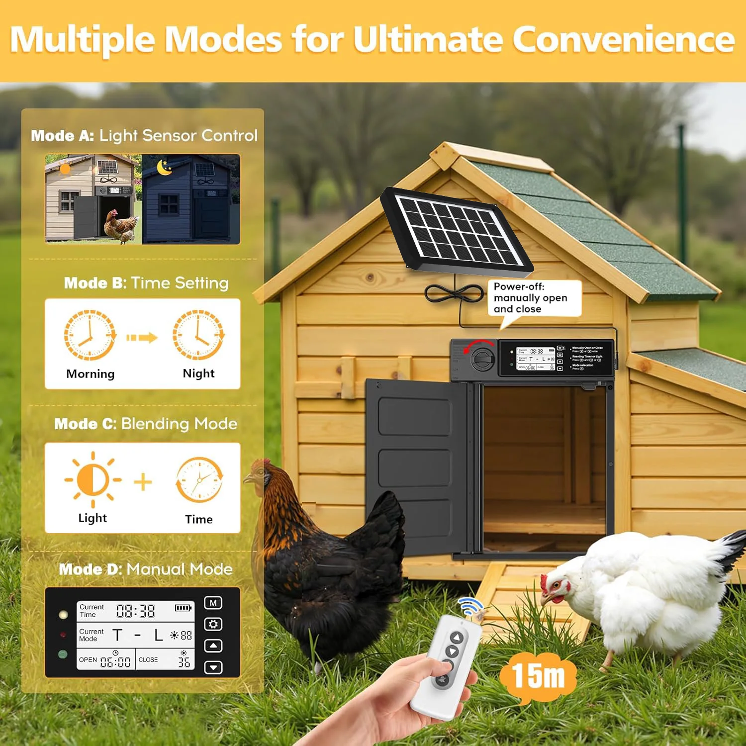 Puerta automática solar para gallinero con temporizador y sensor - imagen 3