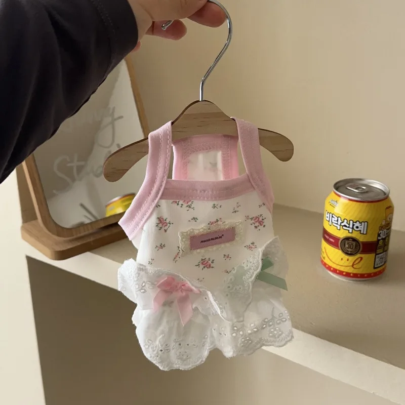 Vestido camisola para el hogar de primavera para mascotas, chaleco con brotes de flores, chaleco con lazo para perros pequeños, vestidos para perros pequeños, ropa para cachorros - imagen 2