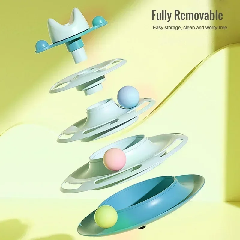 Torre de juguete para gatos de 3/4 niveles, pistas, juguetes interactivos para gatos, entrenamiento de inteligencia, placa de entretenimiento, torre, productos para mascotas, túnel para gatos - imagen 3