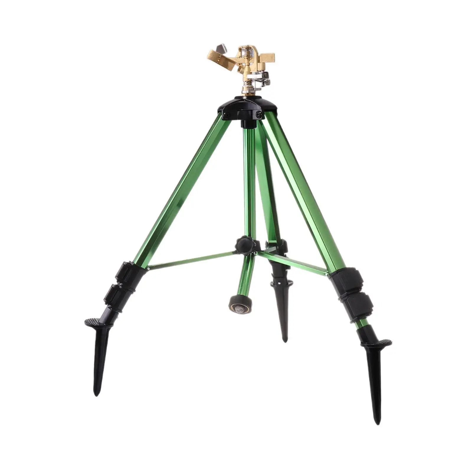 2 Pieces Impact Sprinkler Head on Tripod Base 360 Degree Rotating Sprinkler Tripod Lawn Brass Impact Sprinkler for Yard Garden