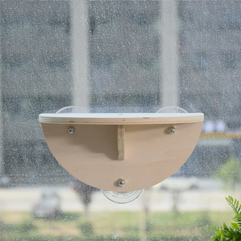 Marco de escalada de madera para gatos, hamaca para gatos con balcón, columpio colgante para mascotas, ventosa de madera para tomar el sol, nido para mascotas sin perforaciones - imagen 2