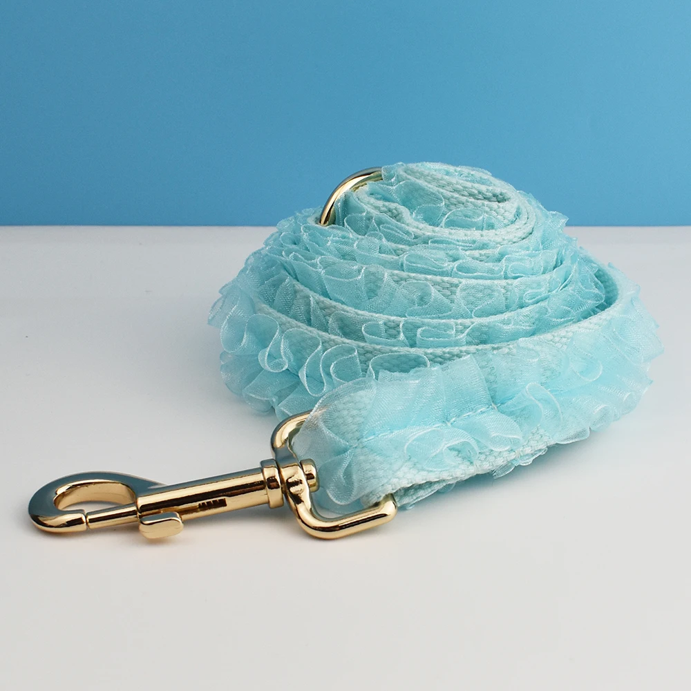 Collar de perro de encaje verde claro grabado personalizado, arnés de boda personalizado para mascotas, accesorios de lujo para perros, placa con nombre de encaje 08 - imagen 5