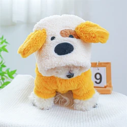 Ropa de invierno súper gruesa para mascotas, monos protectores para cabeza de cachorro, monos de gato, Cosplay de franela de Año Nuevo, sudaderas para Chihuahua