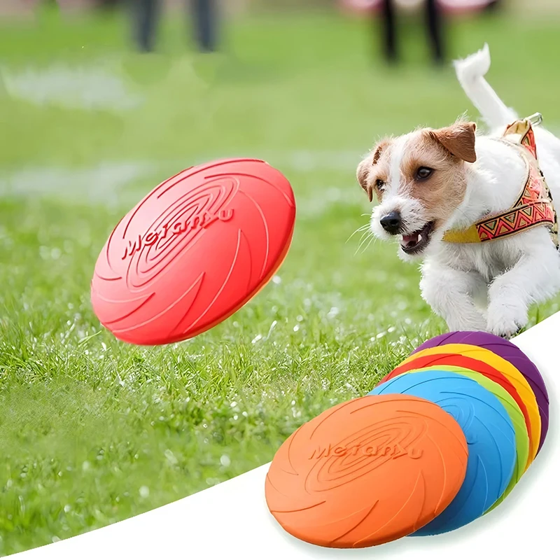 Juguetes para perros, disco volador de silicona, moda Multicolor, juguetes para masticar resistentes, juego al aire libre para cachorros, suministros interactivos de entrenamiento - imagen 3