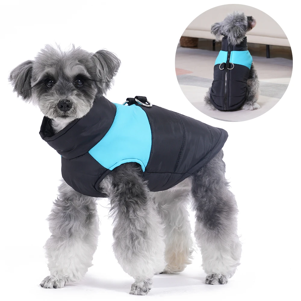 Chaqueta de invierno con anillo en D para perros pequeños y gatos, ropa cálida impermeable con cremallera para cachorros, trajes de Chihuahua Schnauzer, Disfraces para mascotas