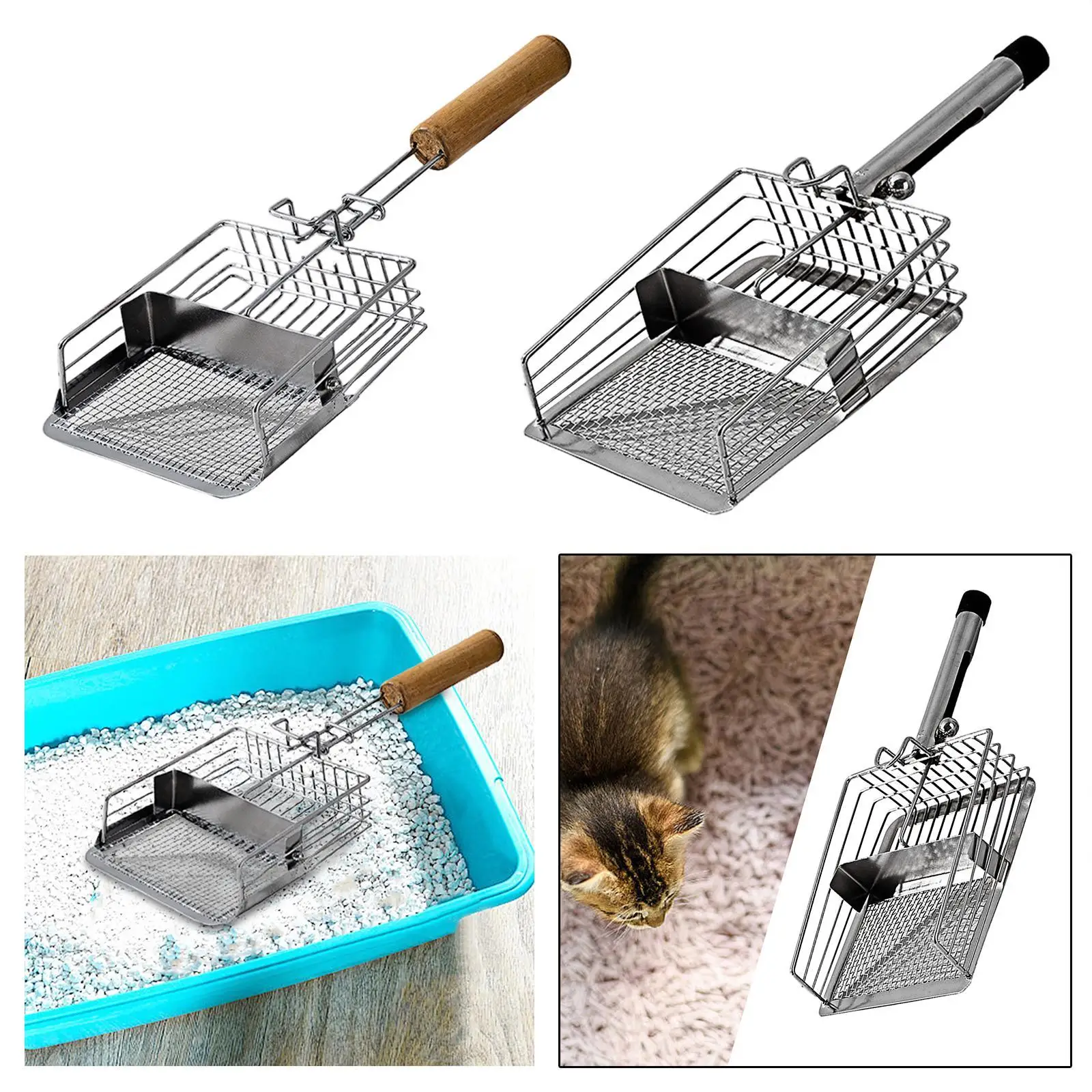 Pala de arena portátil para gatos, pala de arena de Metal para mascotas, suministros para conejos - imagen 3