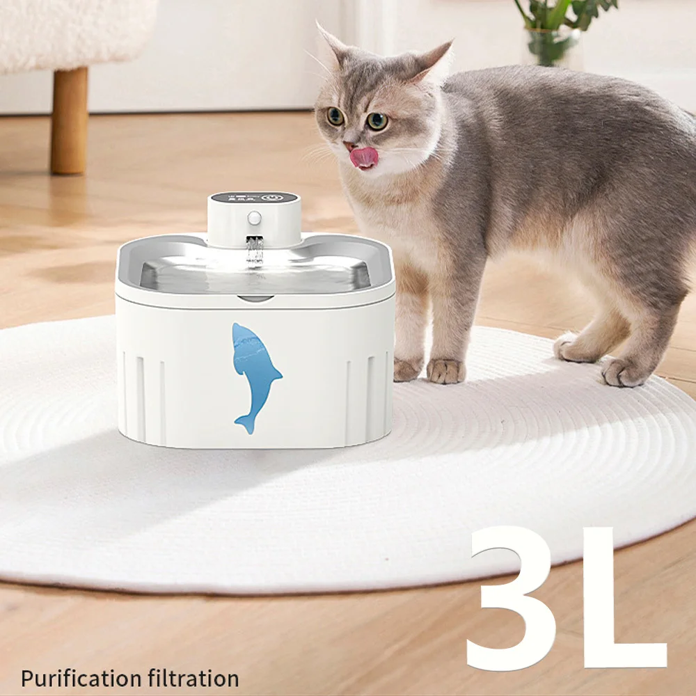 Bebedero inalámbrico 3L para gatos y perros - acero inoxidable