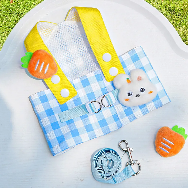 Conjunto de correa y arnés para perros de montaña, 3 uds., dibujos animados, Unisex, para todas las estaciones, bonitos accesorios para mascotas al aire libre, gorra con protección solar, chaleco para cachorros pequeños, tracción - imagen 3