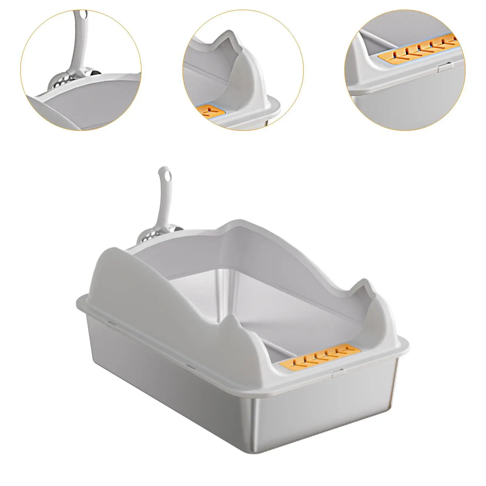 Open Top Pet Litter Box Easy to Clean Cat Sand Box Container for Indoor Cat