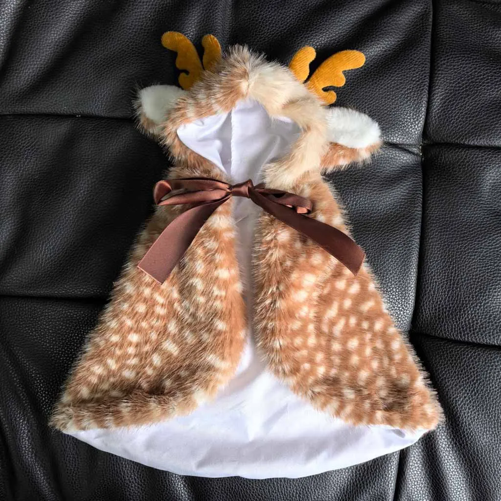 Capa navideña de alce para perros y gatos, capa cálida para disfraz de reno con sombrero para mascotas pequeñas y medianas, cosplay festivo