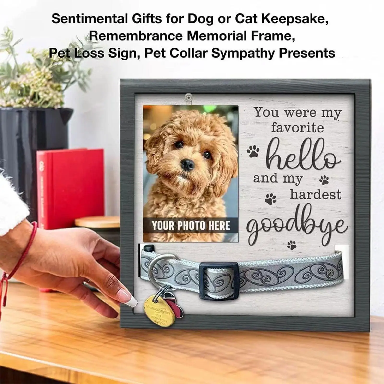 Pet Memorial Picture Frame Loss of Dog Sympathy Gift Wooden Bereavement