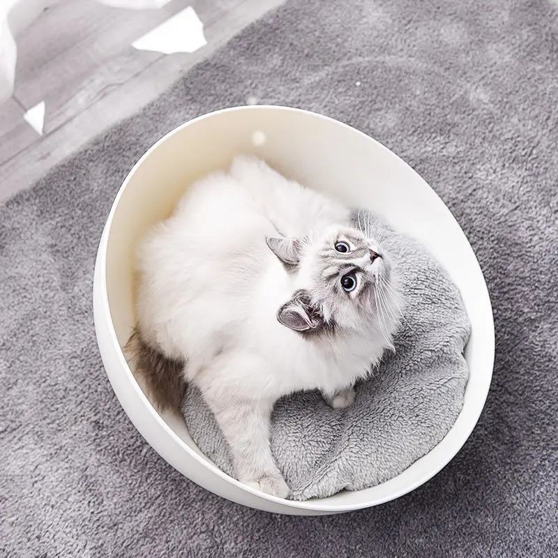 Cama de gato con cojín de terciopelo lavable, cama Premium cerrada para mascotas, diseño decorativo moderno - imagen 3