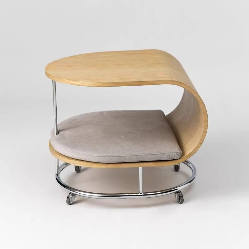 Cama móvil para gatos, mesa de madera para gatos, casa con cojín para gatos y gatitos, mesas de centro con ruedas extraíbles, camas para cachorros y gatitos - imagen 2