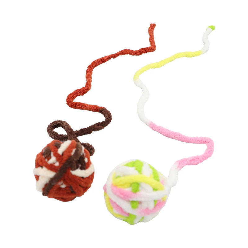 Bola de lana de cola larga con campana, dientes resistentes a mordeduras, juego interactivo, juguete de peluche para gato - imagen 5
