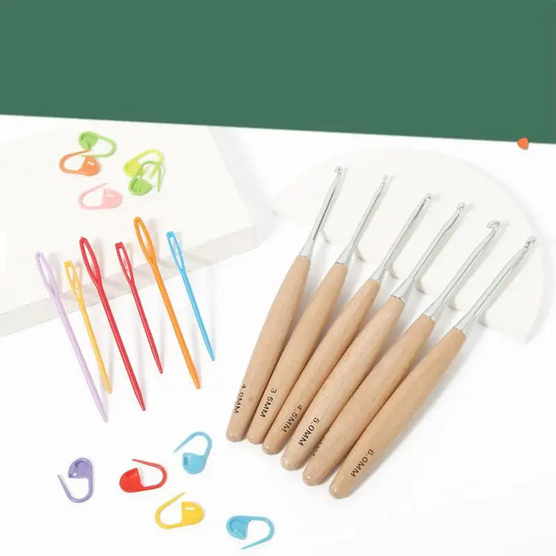 Juego de agujas de tejer de madera, juego de ganchos de ganchillo, aguja de bordado, Kit de ganchillo - imagen 3