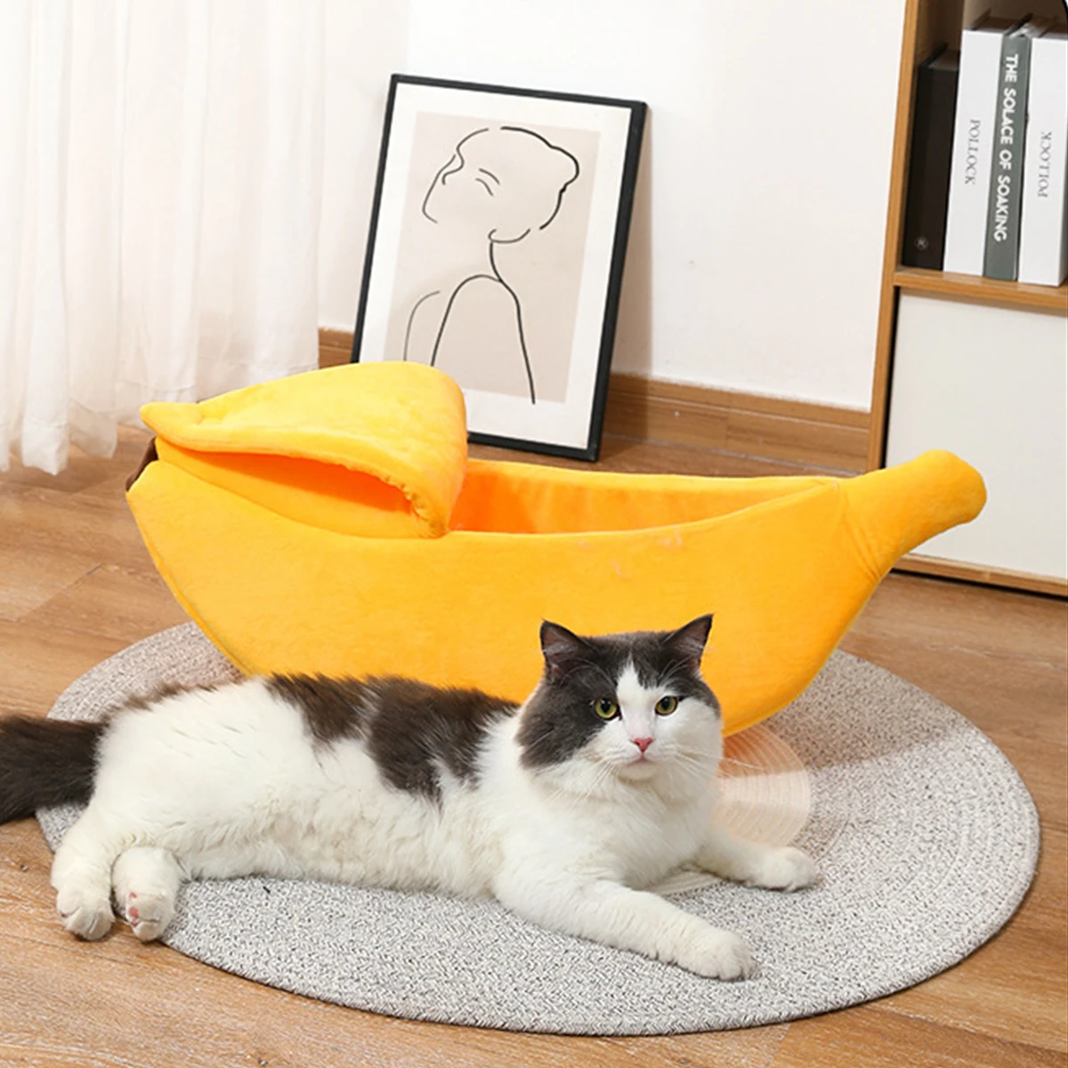 Cama plátano suave y acogedora para gatos y perros