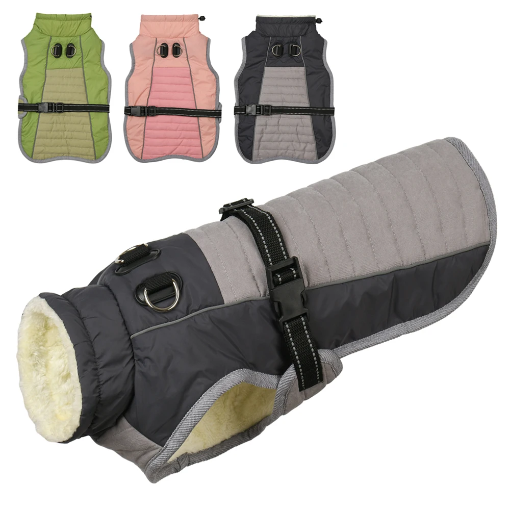 Ropa cálida para perros, chaleco de invierno para perros pequeños y grandes, forro polar grueso, chaqueta para mascotas a prueba de viento con anillo en D, traje para cachorros