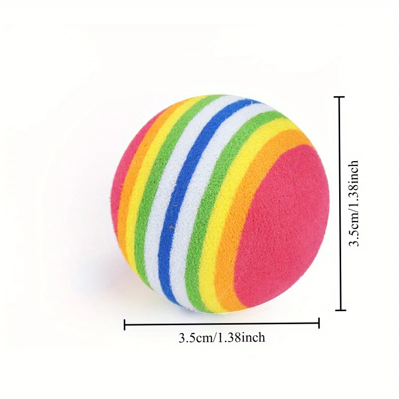 5/10 Uds. Bolas de arcoíris EVA, pelota de juguete para gatos, bolas de arcoíris elásticas coloridas, diversión para jugar con una pelota silenciosa resistente a masticar - imagen 4