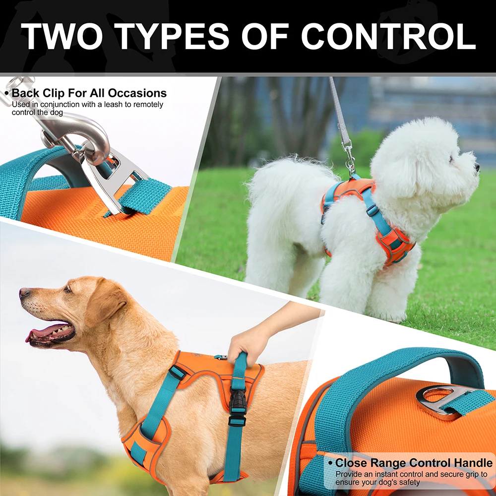 Arnés reflectante para perros, chaleco con arnés de nailon para perros con mango de fácil Control para perros pequeños, medianos y grandes, entrenamiento de Labrador para correr - imagen 3
