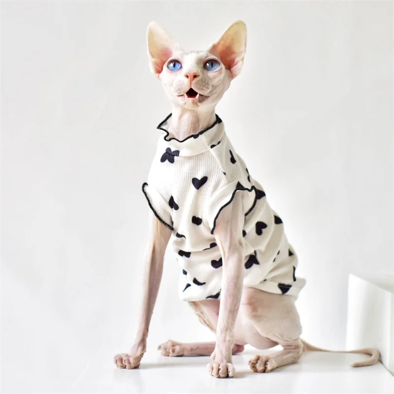 Ropa acogedora de algodón para gatos Sphynx, Gotas, suéter para mascotas, camisas Garfield, trajes para mascotas, ropa katten kleding - imagen 3