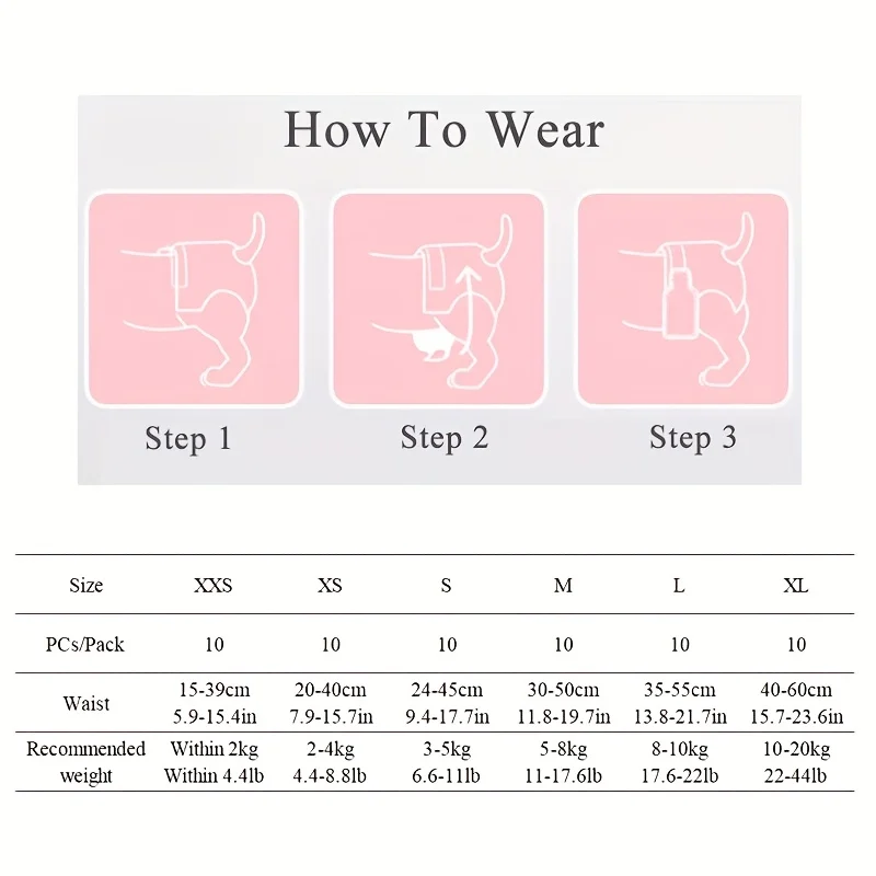 10 unids/pack pañales para perros femeninos pañales desechables para mascotas para gatos perro femenino pantalones menstruales absorbentes transpirables accesorio para perros - imagen 2