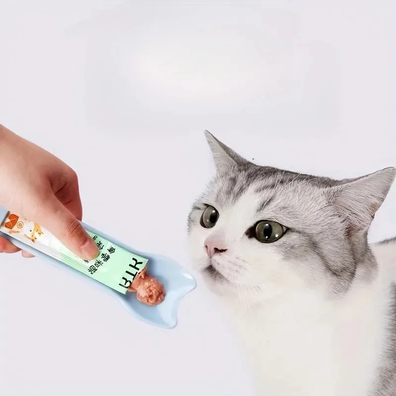 Cuchara para apretar con tira para gatos, alimentador de tiras para gatos, golosinas húmedas para gatos, herramienta de alimentación de aperitivos líquidos para mascotas, alimentador para gatos, suministros para mascotas - imagen 3
