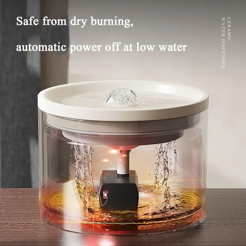 Fuente de agua de cerámica para gatos, dispensador automático súper silencioso para beber mascotas con 1 filtro, dispensador de cuencos de agua para perros, 33,82 oz/1L - imagen 3