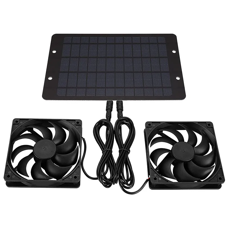 Ventiladores duales solares de 10W y 12V, extractor para mascotas, casa para mascotas al aire libre, ventilador de ventilación para casa de pollos, ventiladores eléctricos - imagen 5