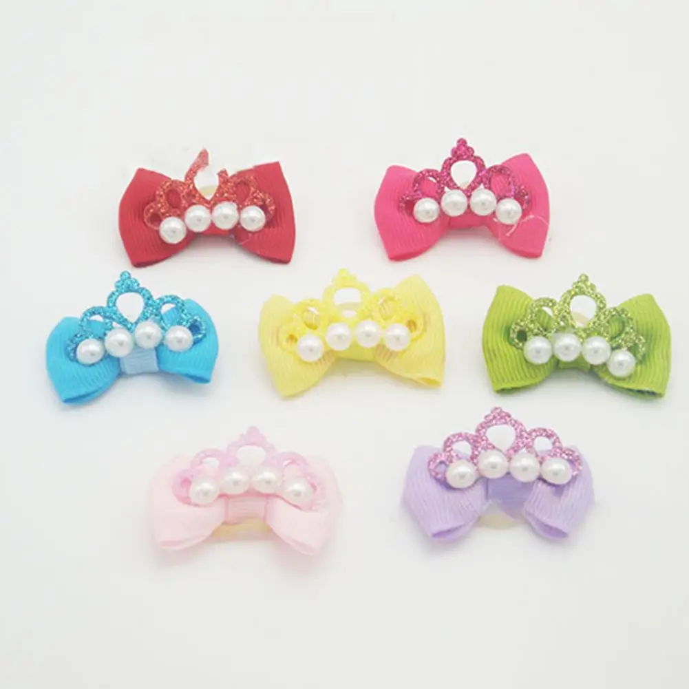 Cintas para el pelo de 7 piezas para mascotas, decoración de perlas Fuax, accesorios para el pelo de mascotas, accesorio para el pelo con lazo para perros - imagen 4