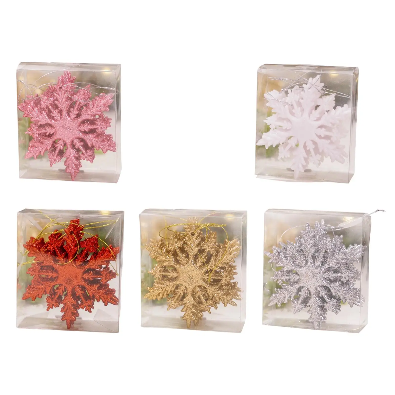 6 Pieces Christmas Glittering Snowflake Ornaments for Xmas Tree Accessories