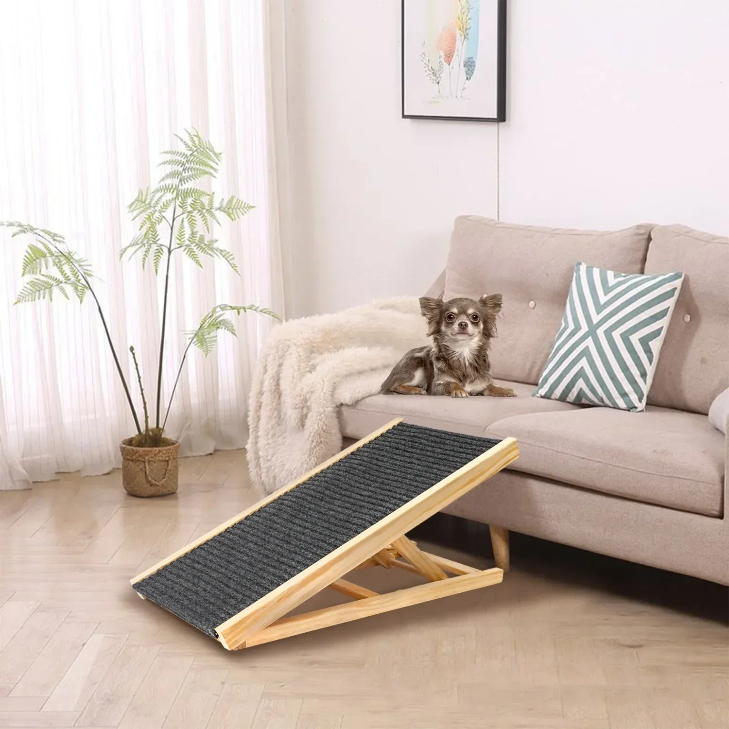 Rampa de madera ajustable plegable para perros y gatos – acceso - imagen 5