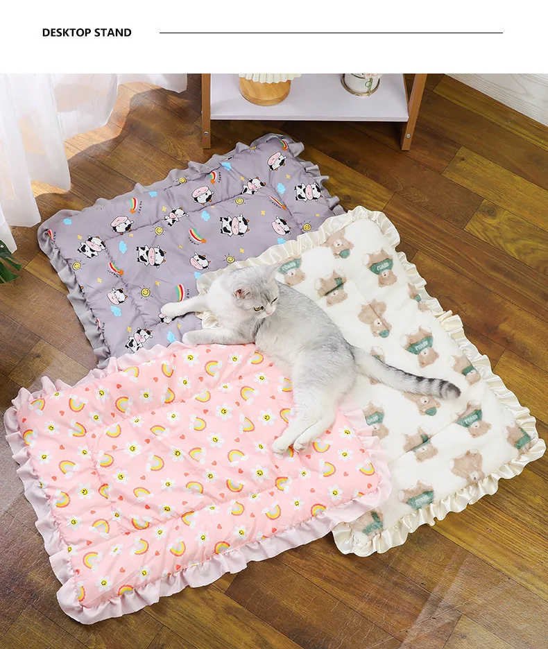 Alfombra de doble cara para mascotas, cama corta de felpa para dormir, gatos, perros pequeños, bonita manta para mascotas, cojín cálido para cachorros y gatitos, sofá cama - imagen 5