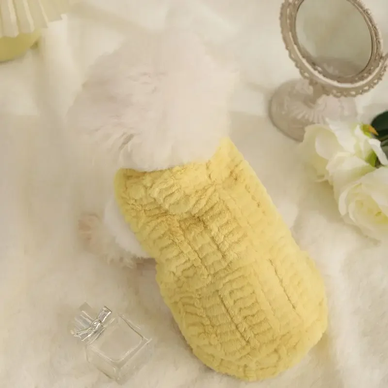 Bonito abrigo de pelo de conejo para perro, ropa de invierno para mascotas, chaleco de felpa cálido, chaleco de oso para perros pequeños, ropa para cachorros de peluche, chaquetas para perros - imagen 2