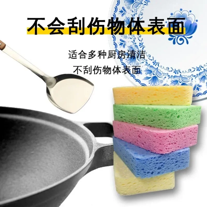 Esponjas de limpieza para platos, pulpa de madera, algodón, lavar platos, esponjas de limpieza antiadherentes para ollas, herramientas de cocina, utensilios para ollas de lavado - imagen 2