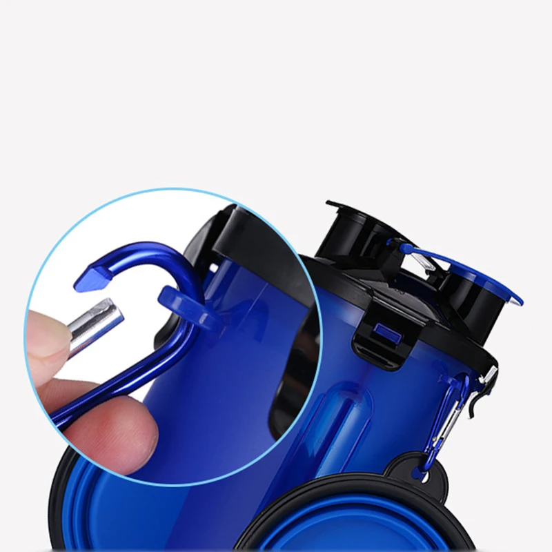 Taza de comida de agua de doble uso para mascotas, botella para beber, tazón de comida plegable para perros, tazón de alimentación duradero para exteriores, tazón multifunción - imagen 5