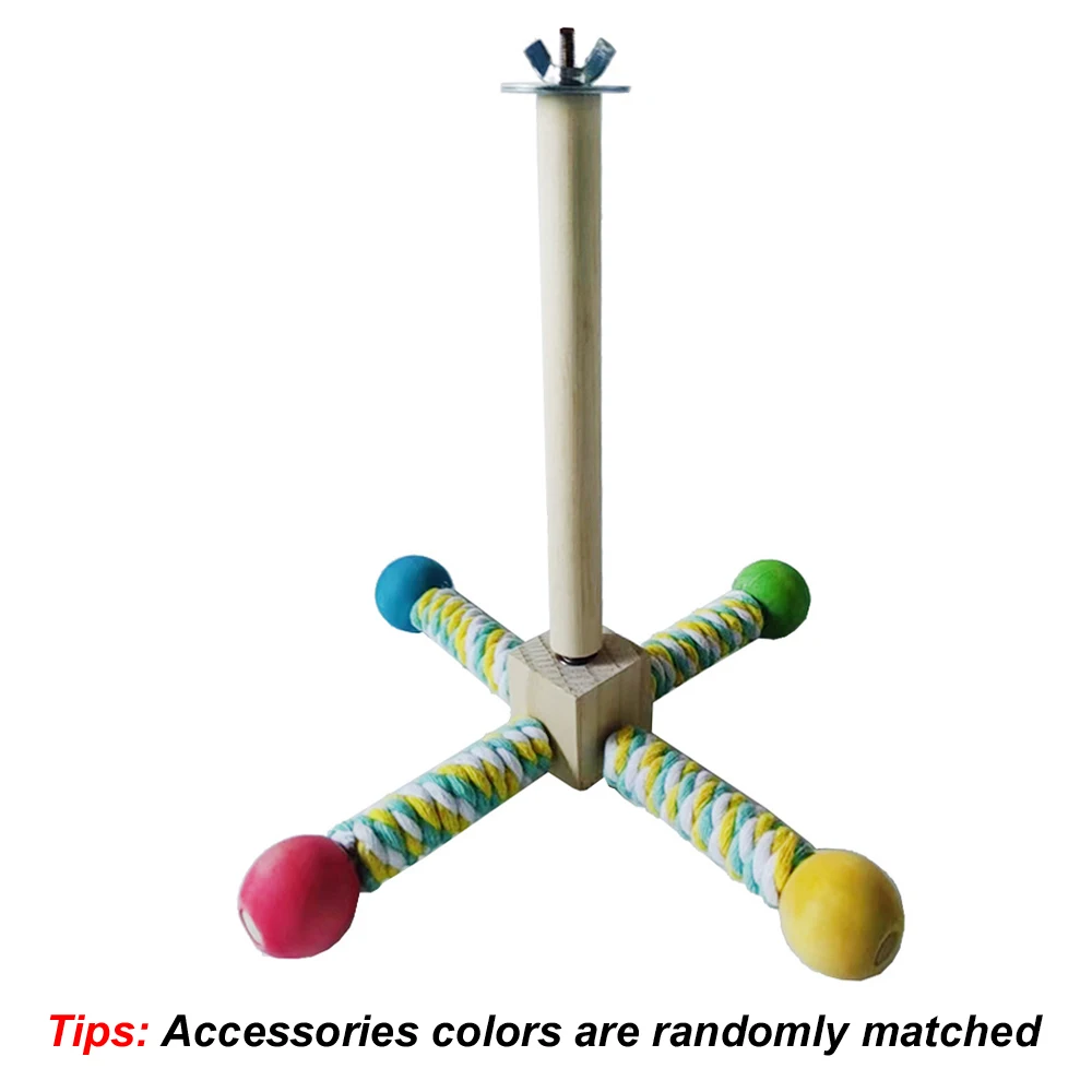 Percha de madera giratoria para aves - juguete interactivo molinillo - imagen 5