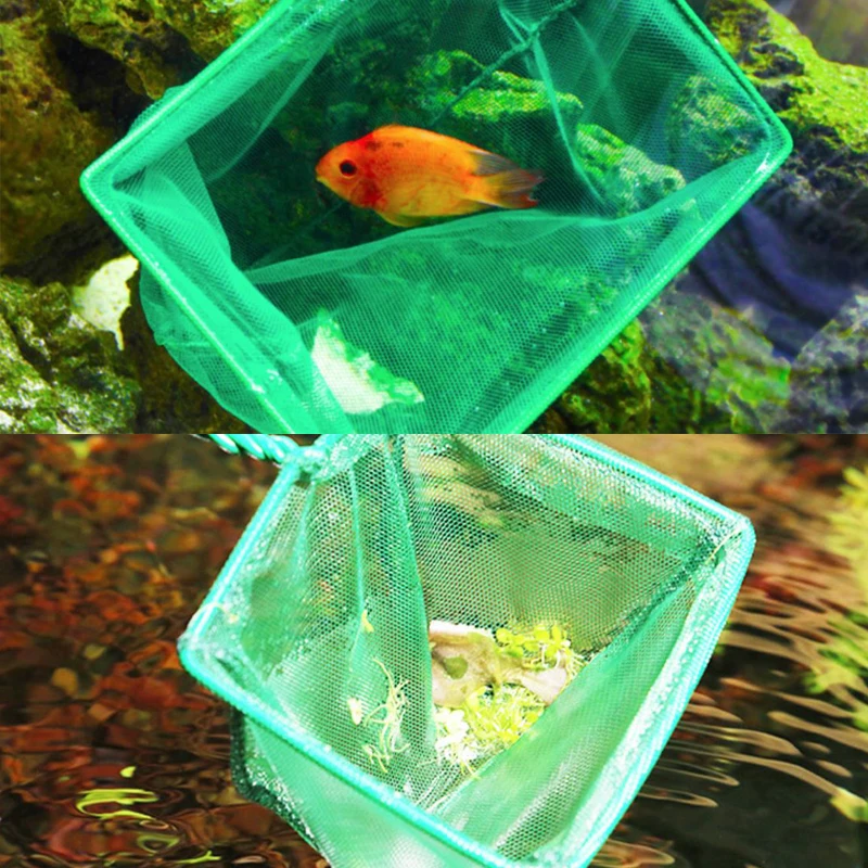 Red de pescar portátil con mango largo, accesorios cuadrados para acuario, red de aterrizaje para pecera, red de pesca, herramienta de limpieza de objetos flotantes para peces - imagen 2