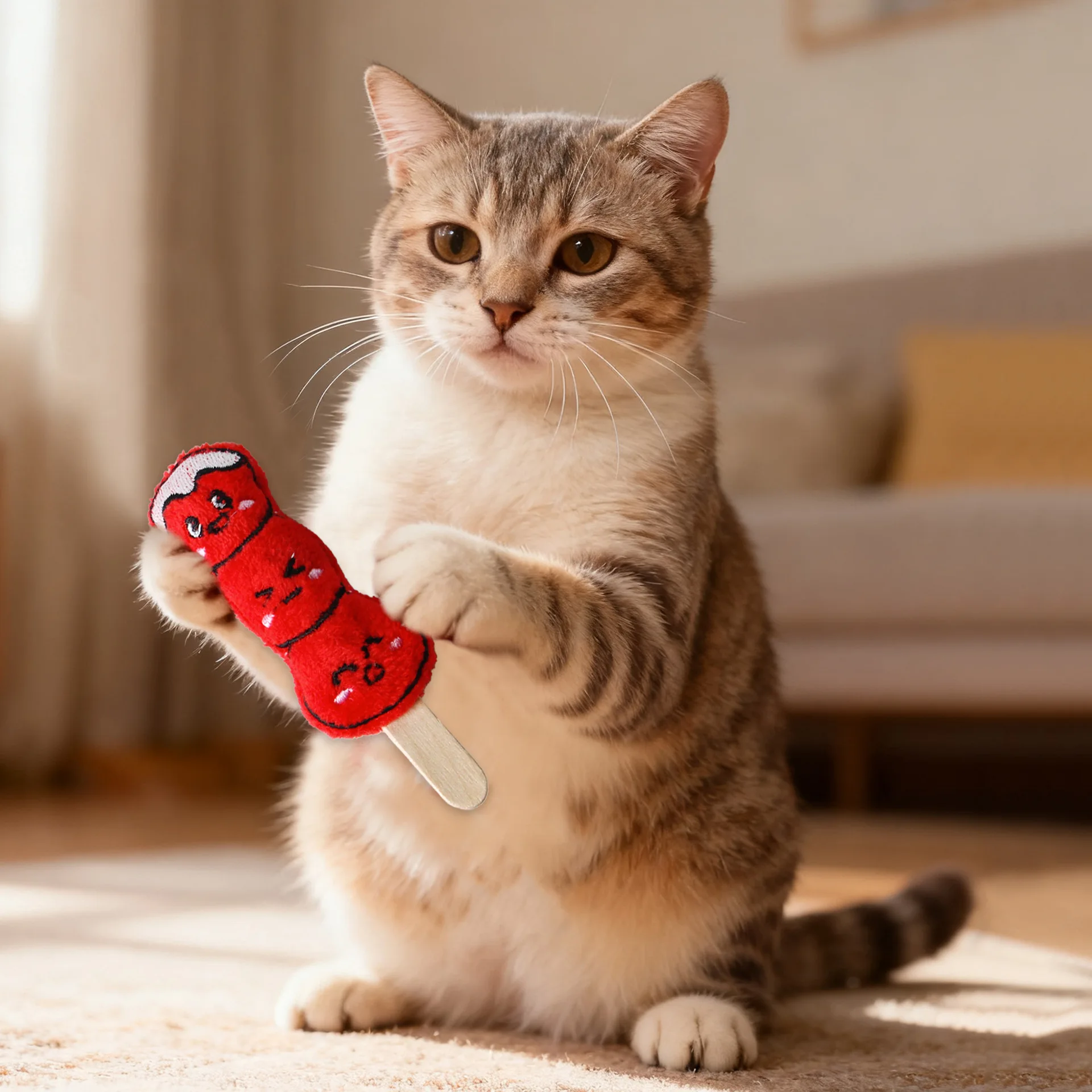 Juguete para gatos, entretenimiento de entrenamiento, pelos confitos en un palo, juguetes de peluche para gatos, pez interactivo, juguete para masticar para mascotas, productos para mascotas - imagen 4