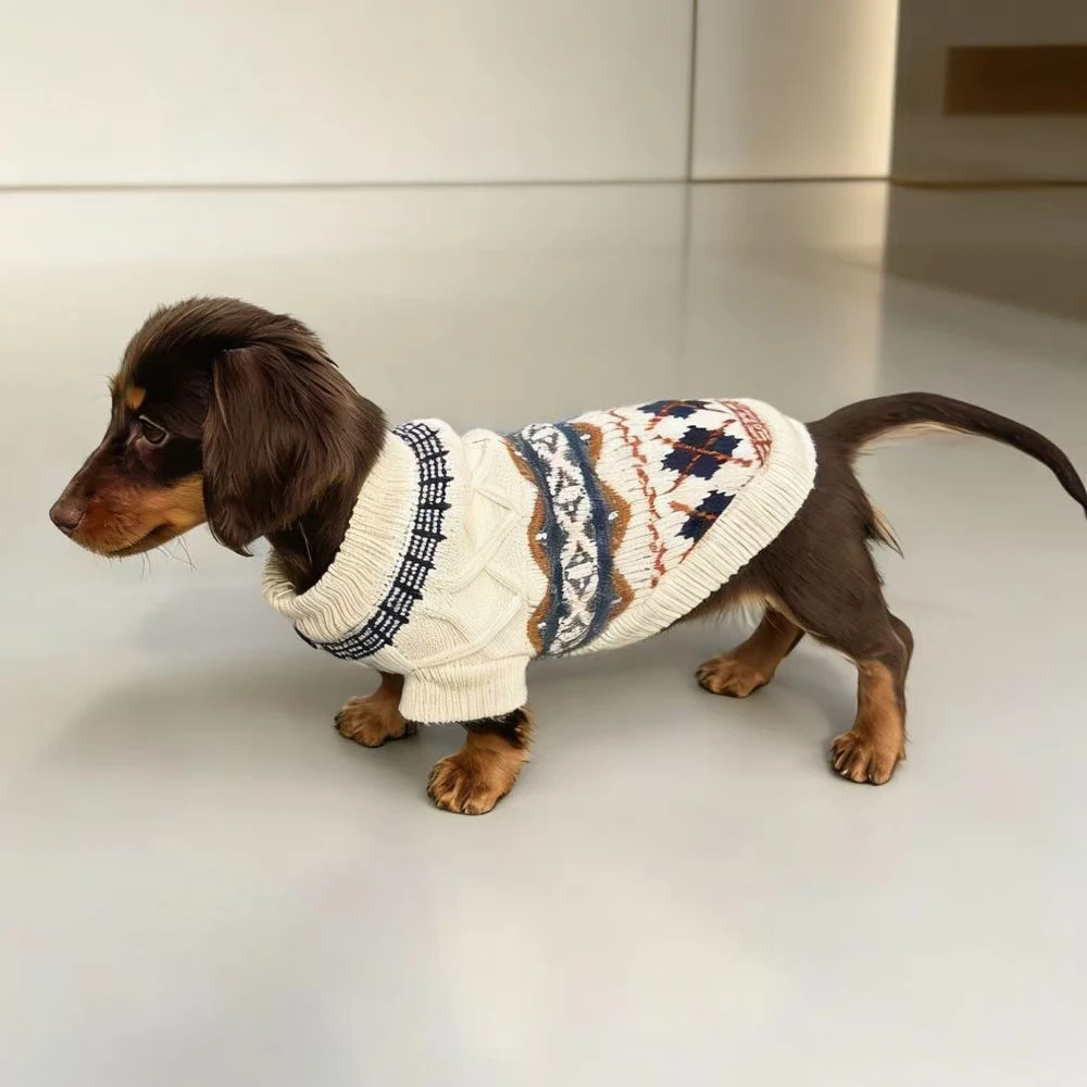 Suéter Fair Isle para perros pequeños y salchicha – Grueso y cálido