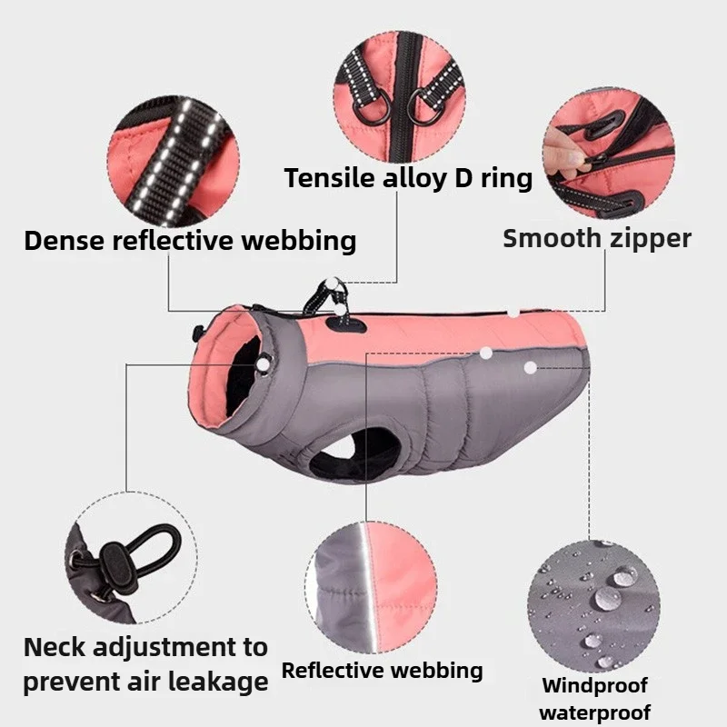 Ropa de invierno cálida para perros, chaquetas impermeables grandes de lujo para perros, diseñador de raza grande, perros pequeños y medianos, suministros para mascotas femeninas - imagen 2